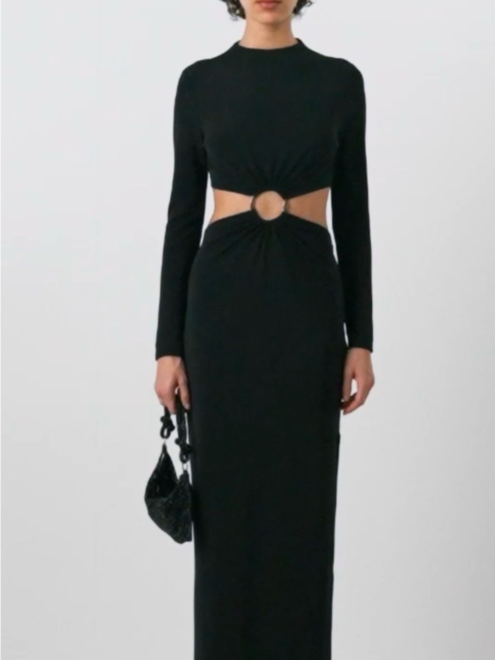 GAP x Cult Gaia Black Long Sleeve Cutout Maxi Dress with Ring Detail